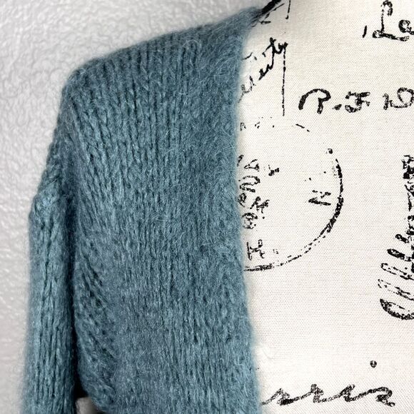 Maëlys Paris Sz L Mohair Blend Open Cardigan Blue "Wasabi" Made in Italy Art 603 - Picture 3 of 8